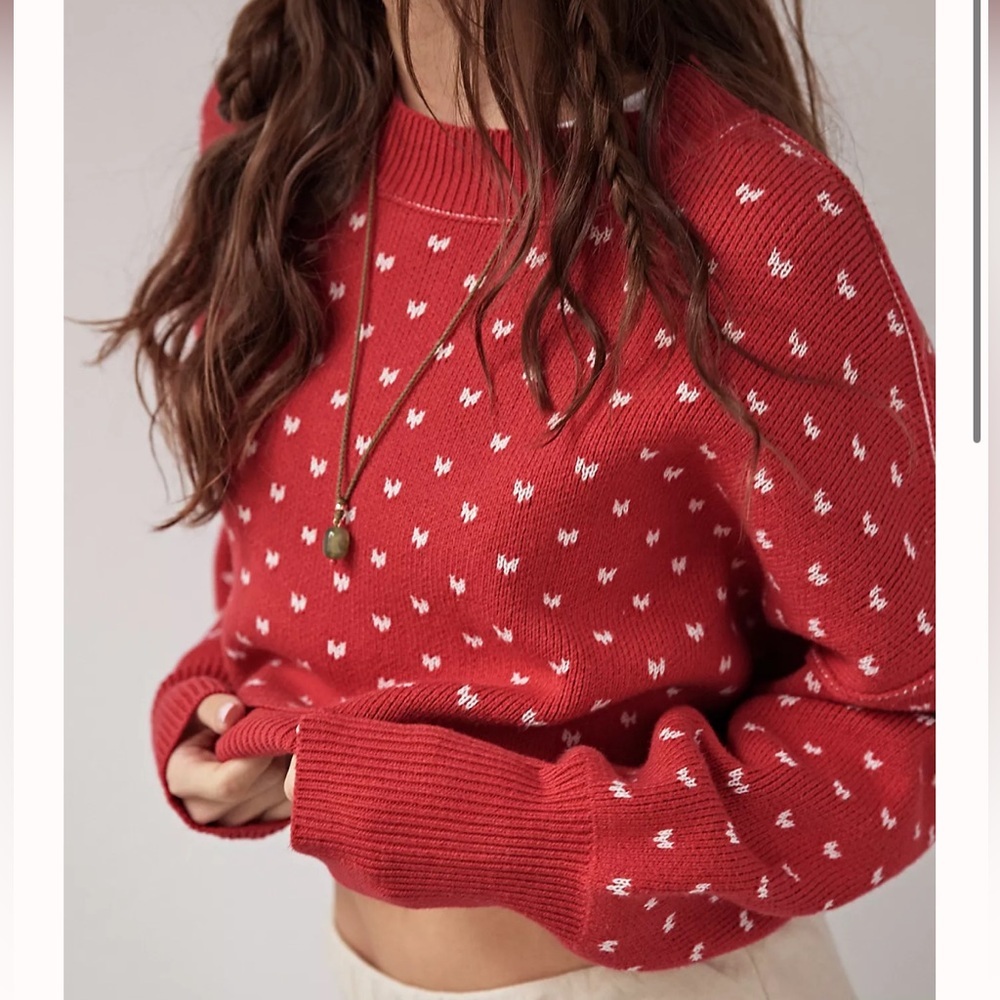 Free People Women's Patterned Easy Street Cropped Sweater size Large